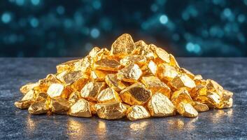 Pile of Shiny Gold Nuggets photo
