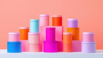 Colorful Geometric Containers and Cubes Composition photo