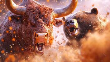 Bull and Bear Market Conflict photo