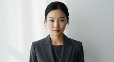 Portrait of a Confident Asian Businesswoman in Suit photo