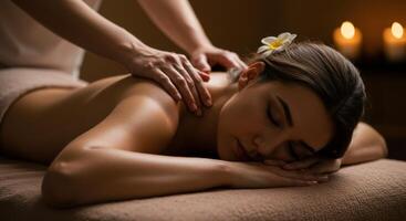 Woman Getting Relaxing Back Massage photo
