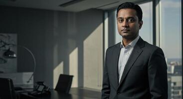 Professional Businessman in Modern Office with Window View photo