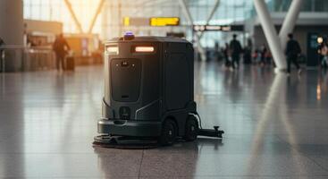 Automated Floor Scrubber Operating in Modern Airport photo