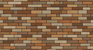 Seamless brick wall texture pattern with mixed brown orange and beige colors photo