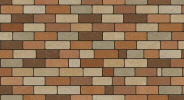 Seamless texture of a rustic brick wall with varying earthy tones and dark mortar joints photo
