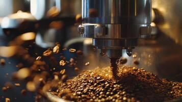 Coffee Beans Being Ground in a Grinder photo