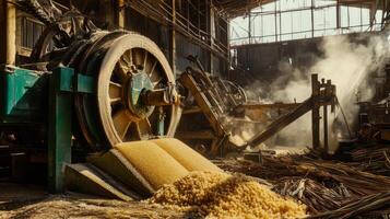 Industrial Sugar Cane Mill with Sugar Crystals photo