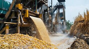 Sugarcane Processing Plant with a Stream of Bagasse photo