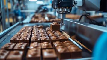 Chocolate Bar Production Line with Robotic Arm photo