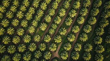Aerial View of a Palm Tree Plantation with Dirt Paths photo