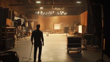 A Man Standing Alone in a Large Studio Space photo