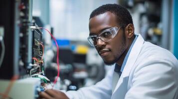 A Black Male Scientist Working in a Laboratory Setting photo