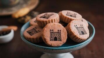Pontefract Cakes - Small, round licorice sweets stamped with a castle design. photo