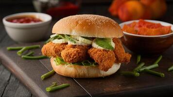 Pork tenderloin sandwich - Breaded and fried pork tenderloin on a bun. photo