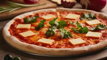 St. Louis-style pizza - Thin crust pizza with provel cheese and square cuts. photo