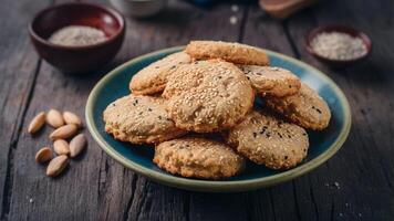 Sesame Wine Biscuits Crunchy biscuits with sesame seeds and a hint of wine. photo