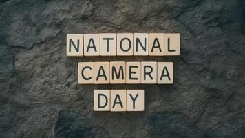 national camera day writter on hard banner at unique place photo