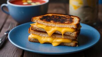 Grilled Cheese Sandwich Golden, toasted bread filled with melted cheese, a simple yet comforting sandwich that pairs perfectly with tomato soup. photo