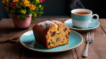 Bulla Cake A Jamaican sweet bread spiced with cinnamon and nutmeg, often enjoyed with tea photo