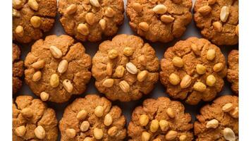 Peanut Cookies Crunchy peanut cookies with a golden finish, beautifully arranged to capture the rich, nutty flavor photo