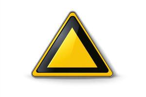 Yellow Road Sign - Black Triangle Warning Symbol with Reflective Surface photo