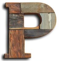 Rustic Wooden Letter P - Distressed Reclaimed Wood Wall Art photo