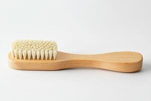 Natural Wooden Bath Brush with Rectangular Bristle Head - Personal Care Tool photo