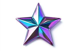 Metallic Star Ornament with Purple and Blue Gradient Colors photo