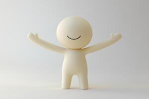 Minimalistic 3D Beige Character in Joyful Pose photo