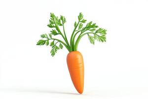 Orange Carrot with Green Leaves - 3D Cartoon Style Illustration photo