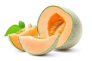 Cantaloupe Melon Cross-Section with Seeds photo