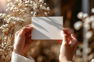A person holding up a blank piece of paper photo