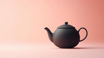 Elegant Simple Black Ceramic Teapot Perfect for Tea Lovers and Stylish Home Decor with a Pastel Background Creating an Idyllic Ambiance photo