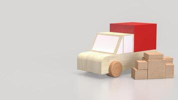 Cardboard box and van truck for transporting concept 3d rendering . photo