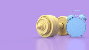 Dumbbell and clock for Health or fitness concept 3d Rendering. photo