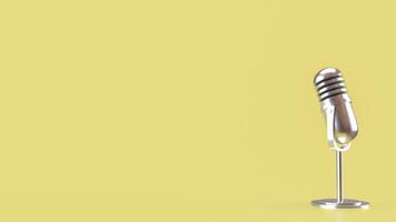 Vintage microphone on yellow Background 3d Rendering. photo