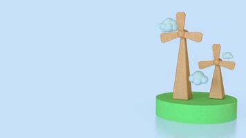 The Windmill and cloud for eco energy concept 3d Rendering. photo