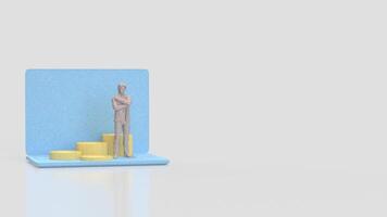 Man and coins on notebook for Business concept 3d Rendering. photo