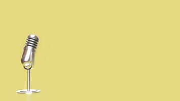 The Vintage microphone on yellow Background 3d Rendering. photo