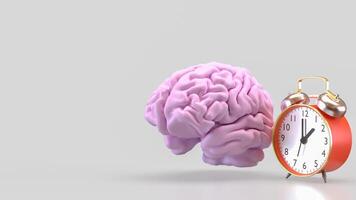 Brain and clock for sci or health concept 3d Rendering. photo