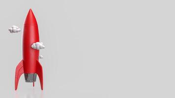 The Red rocket on white background for startup concept 3d rendering. photo