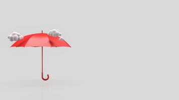 The Red umbrella on white Background for rainy concept 3d Rendering. photo