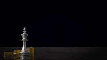 king and coins on Black water for Business concept 3d Rendering. photo