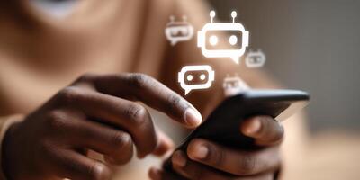 Engaging with AI technology through mobile chat for enhanced customer service experience photo