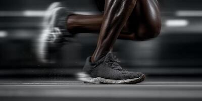 Runner sprints on track with dynamic motion blur conveying speed and intensity during a competition photo