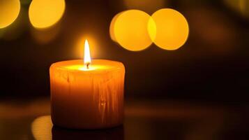 Warm candlelight glowing in a serene space photo