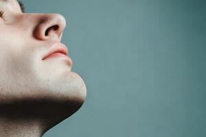 Profile close up on a plain background photo
