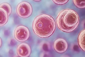 Pink cells in varied formations microscopic view photo