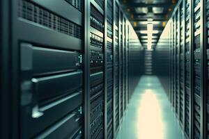 Tech filled data center with servers photo