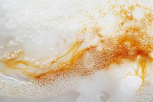 Swirling patterns of coffee foam and cream blend photo